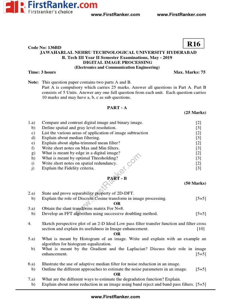 JNTUH - B Tech - 2019 - 3 2 - May - R18 - ECE - 136BD DIP Digital Image ...