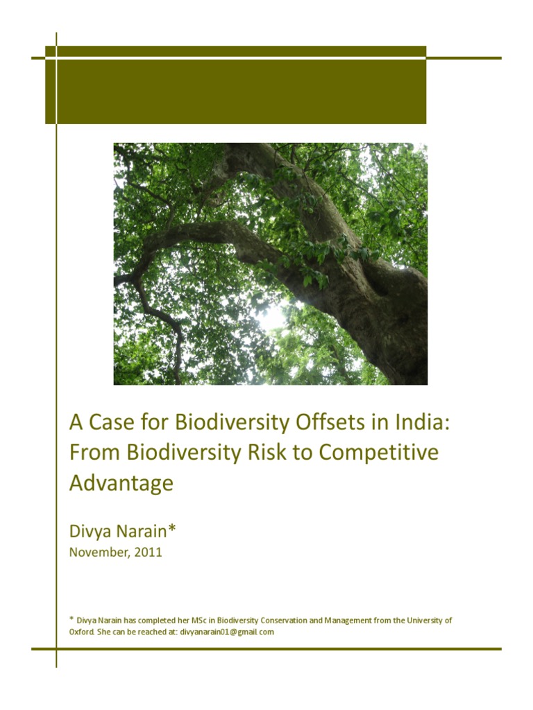 A Case For Voluntary Biodiversity Offsets in India - Divya Narain | PDF ...