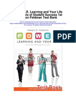 P o W e R Learning and Your Life Essentials of Student Success 1st Edition Feldman Test Bank