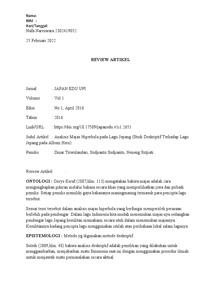 Contoh Review Artikel Pdf
