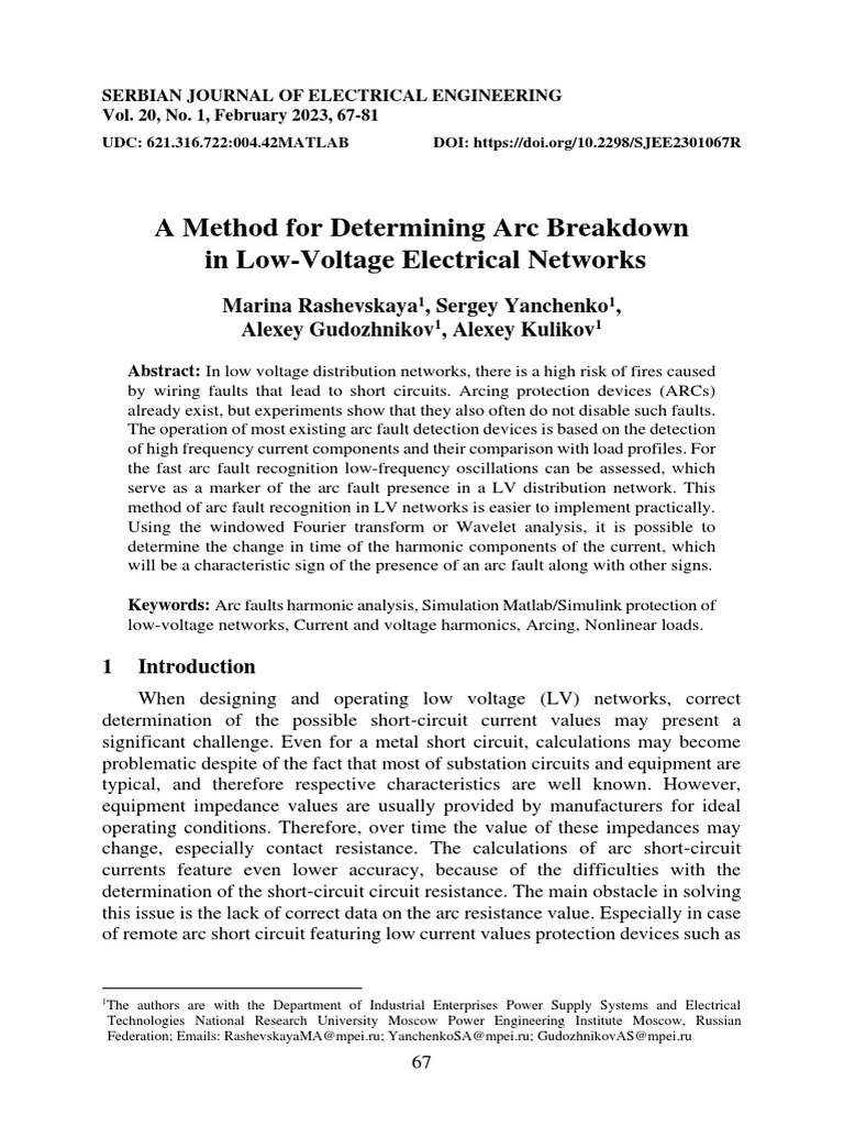 A Method For Determining Arc Breakdownin LowVoltage Electrical