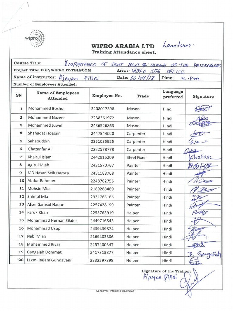 Training About Seat Belt Usage PDF