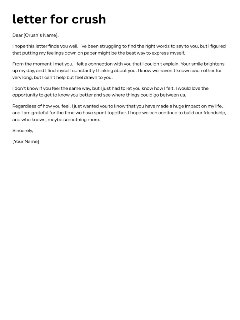 Letter For Crush Pdf