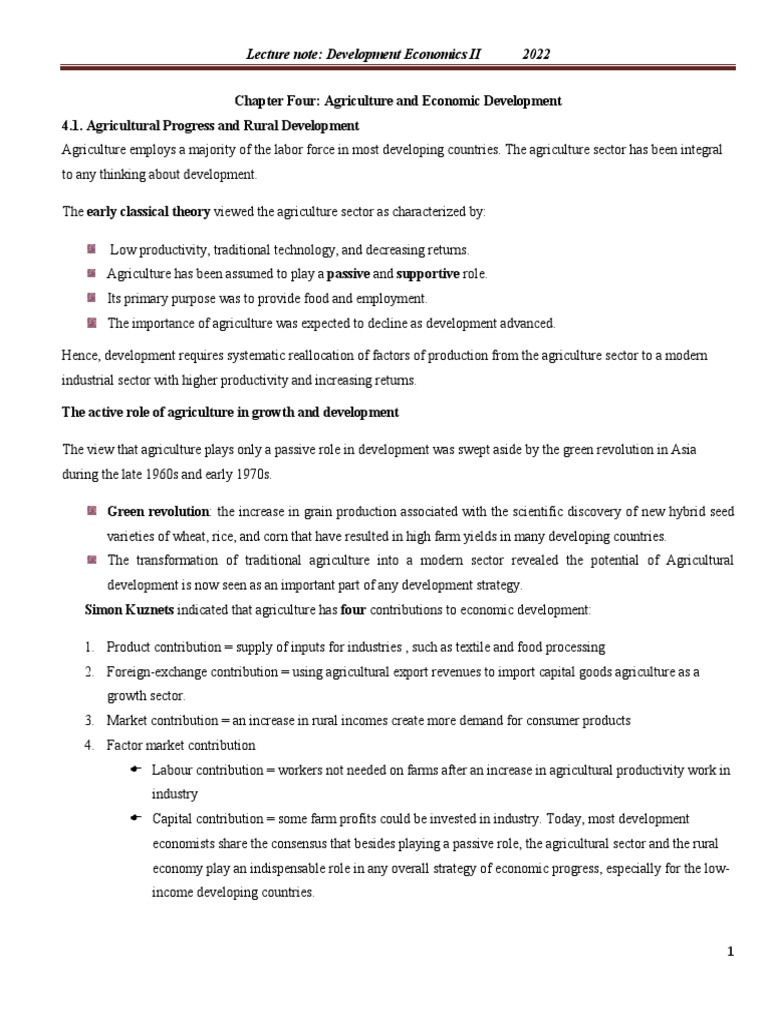 Agriculture's Role in Economic Development | PDF | Agriculture ...