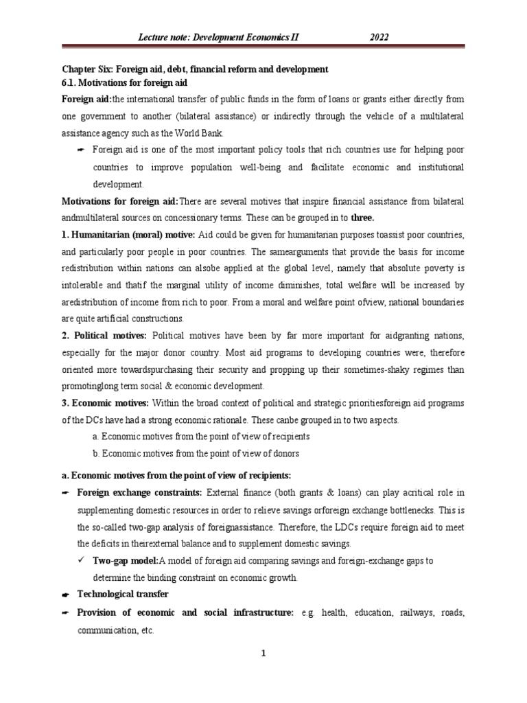 Foreign Aid and Debt in Development Economics | PDF | Interest | Debt