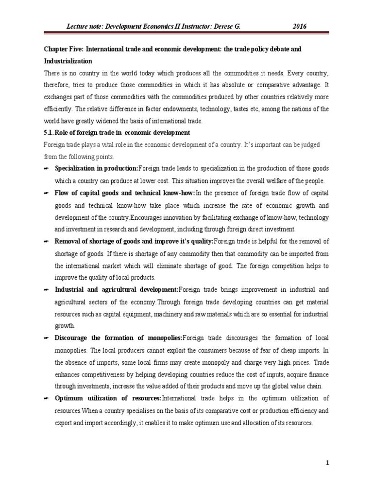 International Trade and Economic Development | PDF | Balance Of ...
