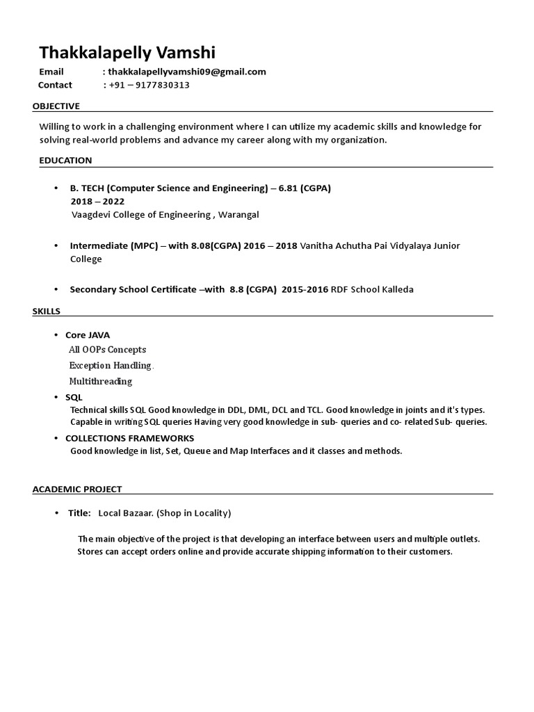 Computer Science Graduate Resume | PDF