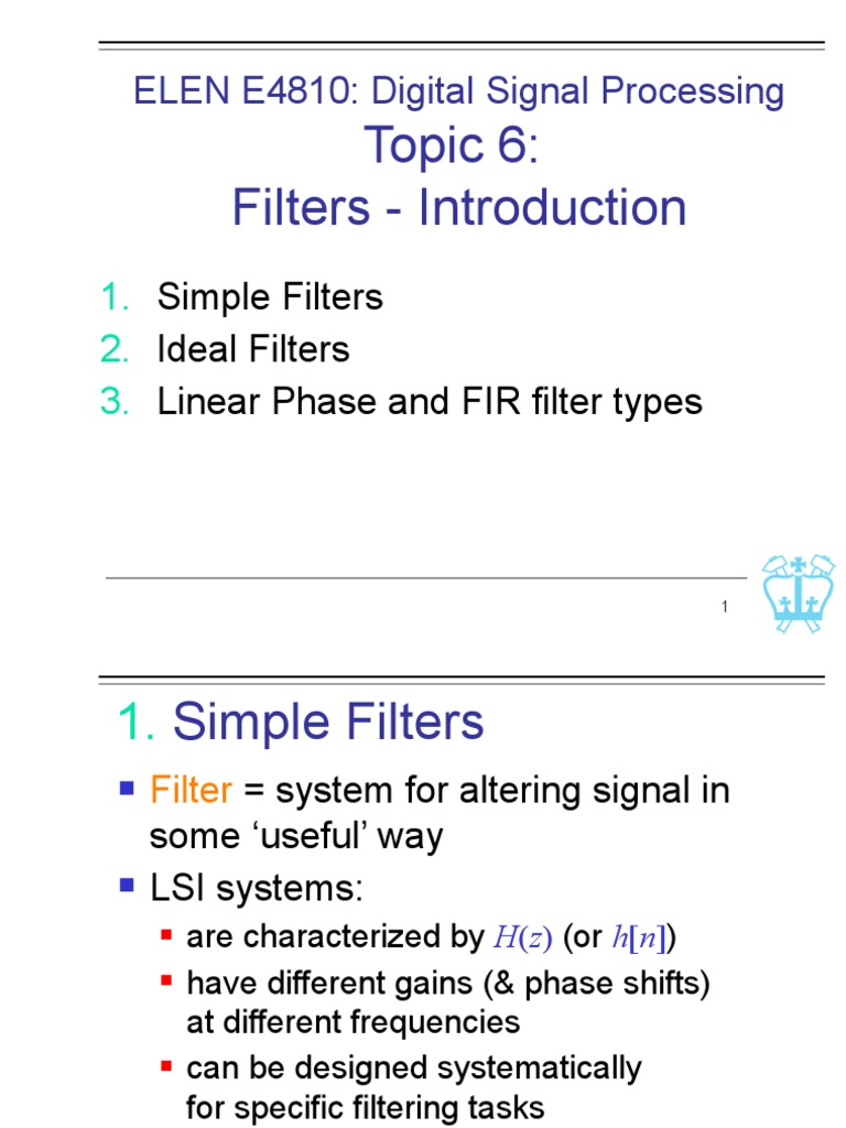 Digital Signal Processing: Filter Types | PDF | Low Pass Filter ...
