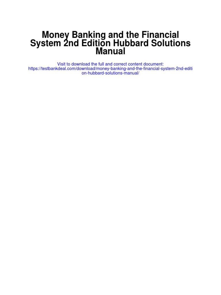 Money Banking and The Financial System 2nd Edition Hubbard Solutions