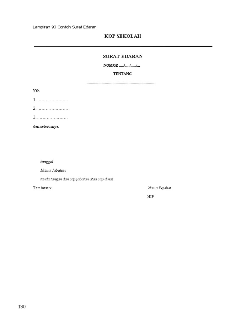 Lampiran 93. Contoh Surat Edaran | PDF