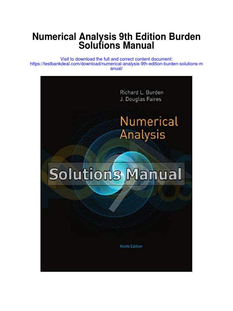 Numerical Analysis 9th Edition Burden Solutions Manual PDF