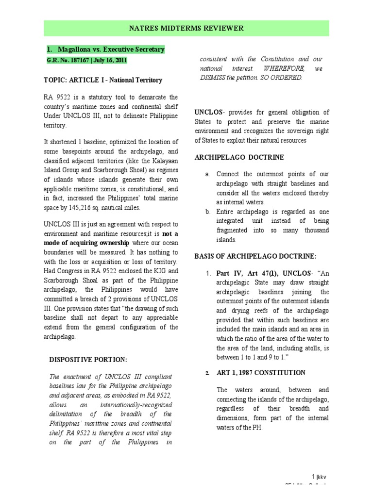 Natres Midterms Reviewer | PDF | Territorial Waters | Mandamus