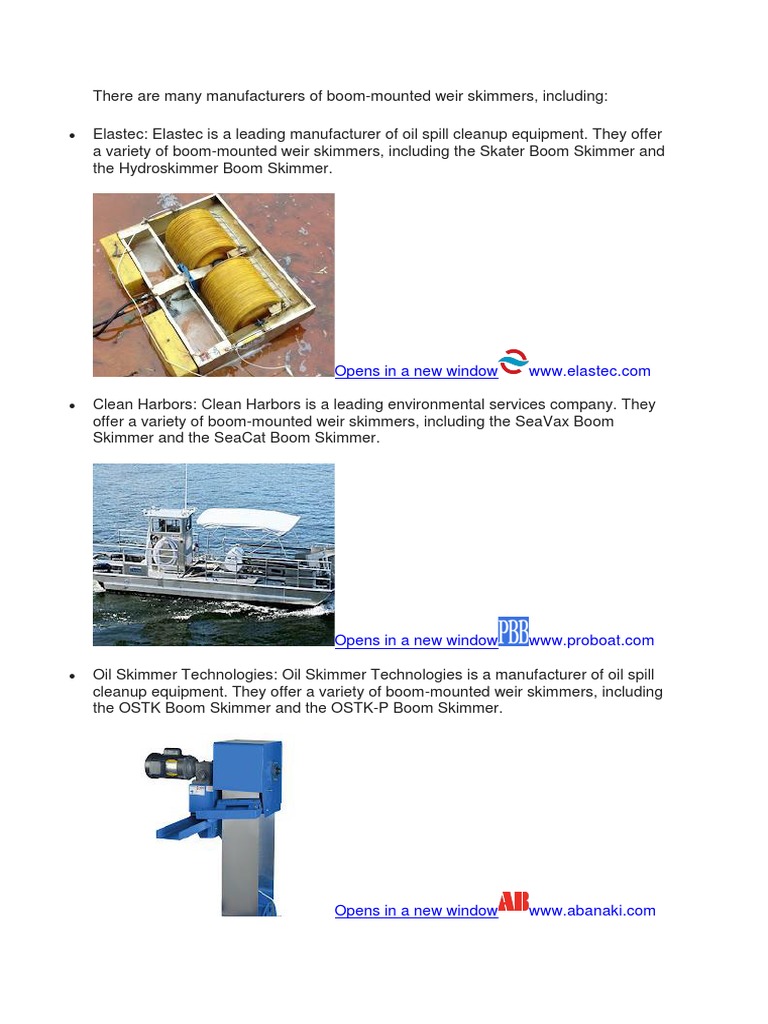 Oil Skimmer Information PDF