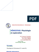 Cours Physiologie de L'hémostase Et Méthodes D'exploration