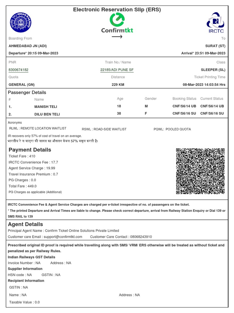 Train Ticket TK306708122g83 | PDF | Identity Document