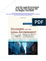 Managers and The Legal Environment Strategies For The 21st Century 8th Edition Bagley Test Bank