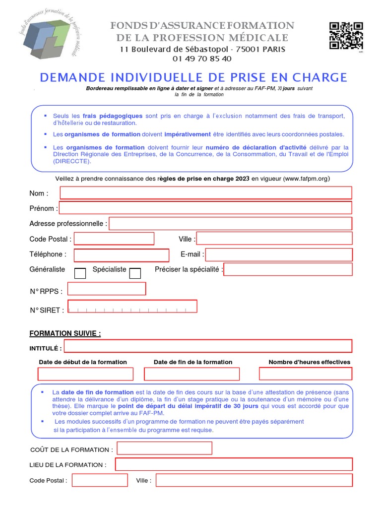 Demande de prise en charge FAF-PM | PDF