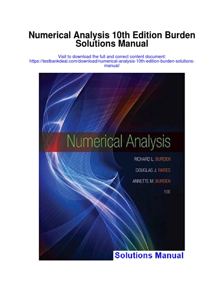 Numerical Analysis 10th Edition Burden Solutions Manual PDF Mathematics Algorithms