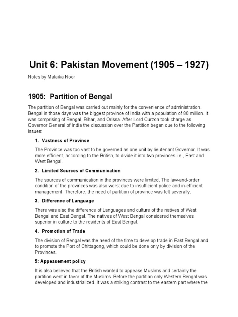 Pakistan Movement (1905 - 1927) | PDF | British Raj | All India Muslim ...