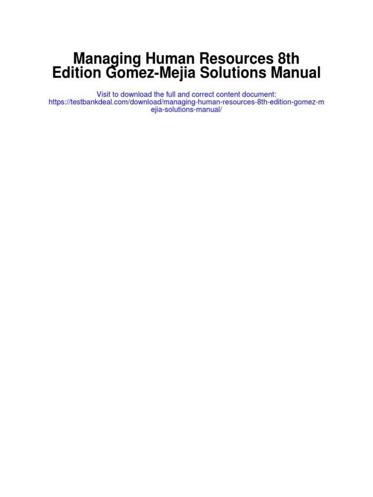 Managing Human Resources 8th Edition Gomez Mejia Solutions Manual PDF