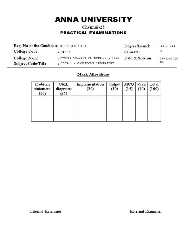 Practical Front Page | PDF