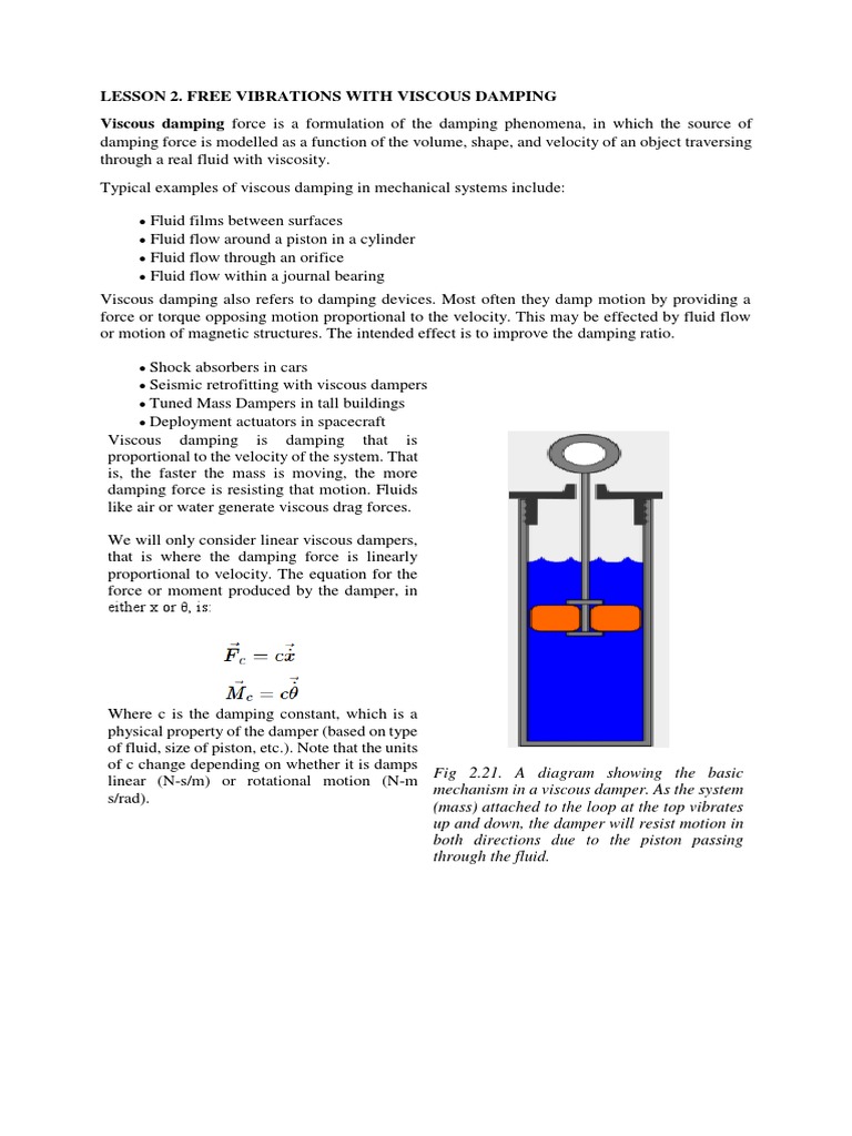 Free Vibrations with Viscous Damping | PDF | Damping | Viscosity