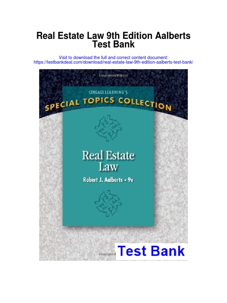 Real Estate Law 9th Edition Aalberts Test Bank PDF Sales Market