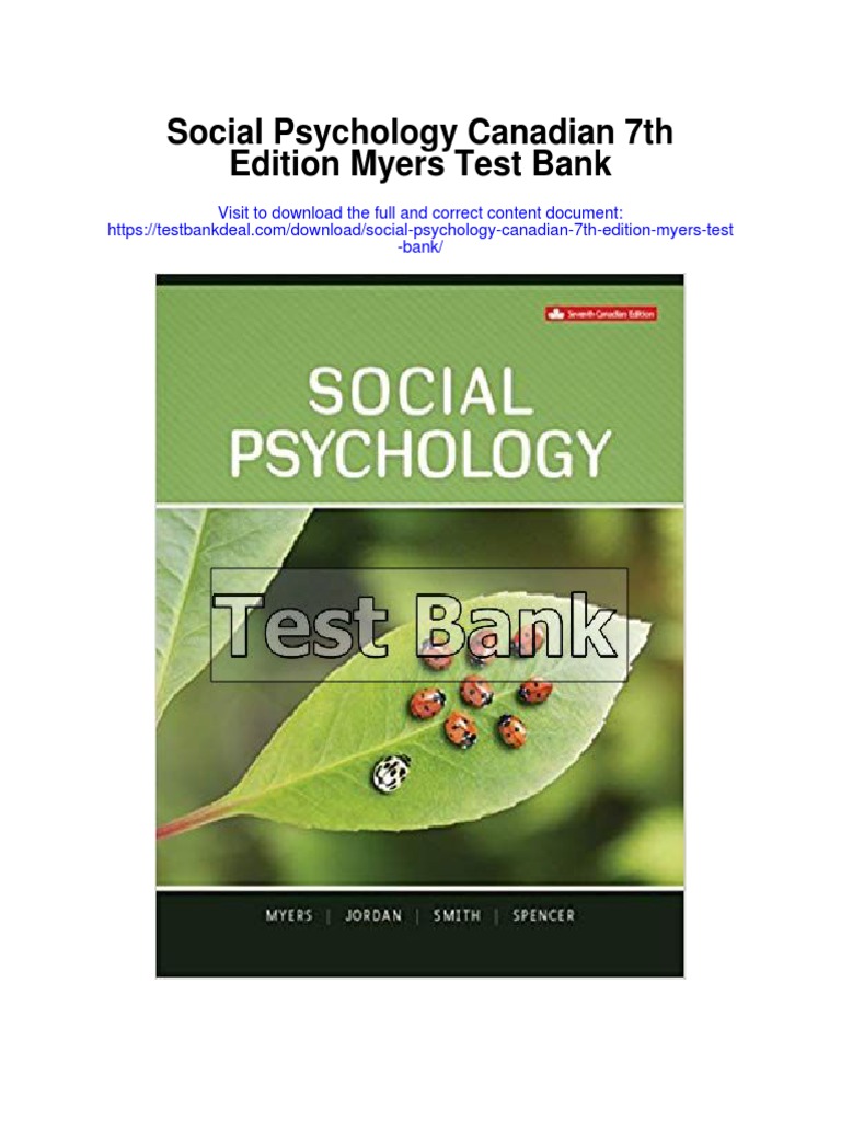 Social Psychology Canadian 7th Edition Myers Test Bank PDF