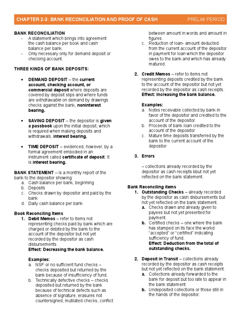 Bank Reconciliation Overview | PDF | Cheque | Deposit Account