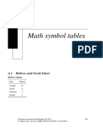Math Symbol Tables: A.1 Hebrew and Greek Letters