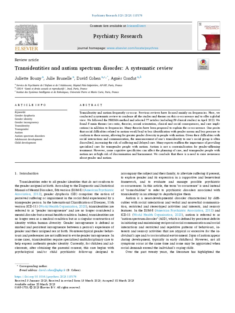 1-Transidentities and Autism Spectrum Disorder A Systematic Review ...