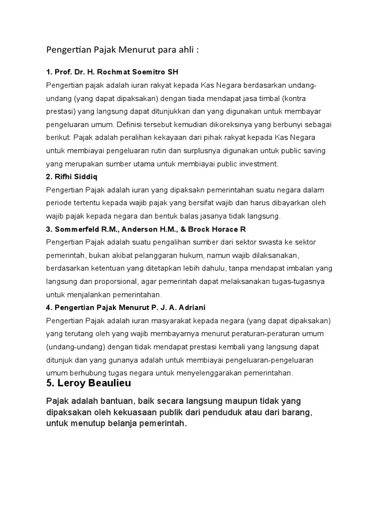 Pengertian Pajak Menurut para Ahli PDF