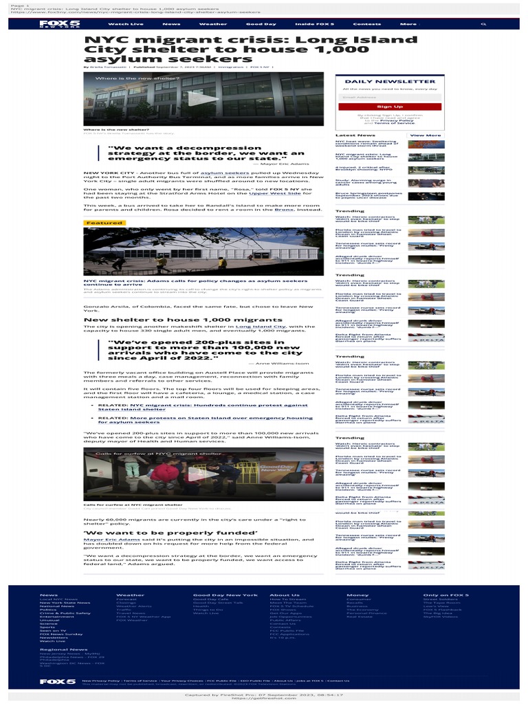 NYC Migrant Crisis Long Island City Shelter To House 1,000 Asylum