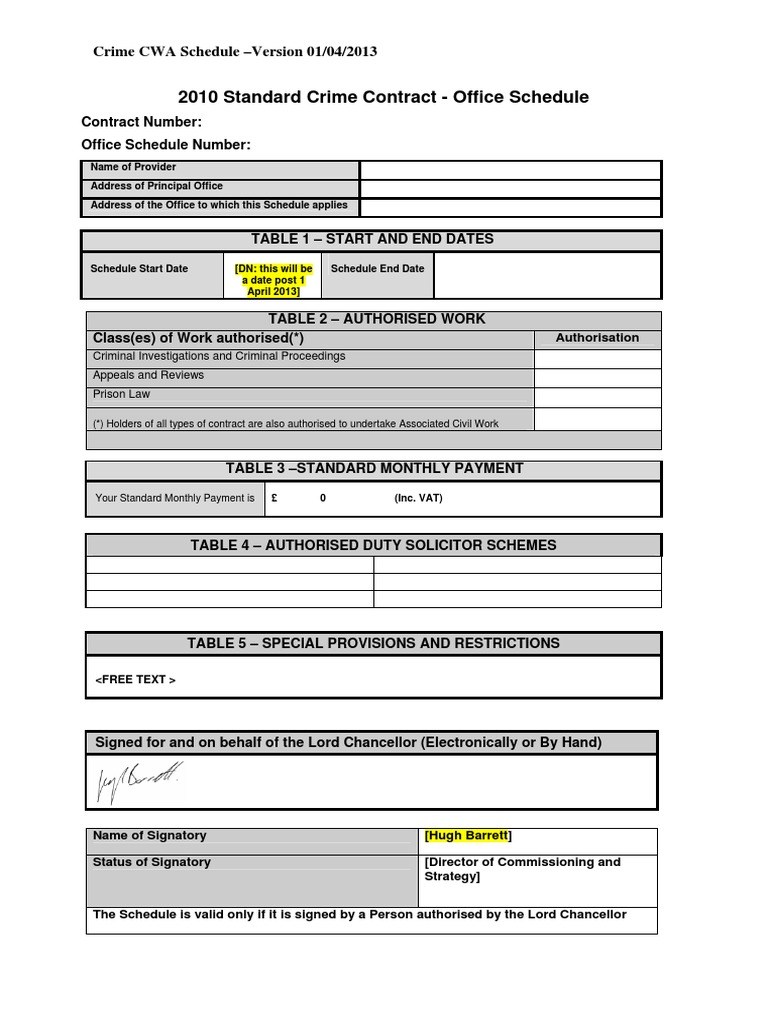 Laa crime sample schedule pdf