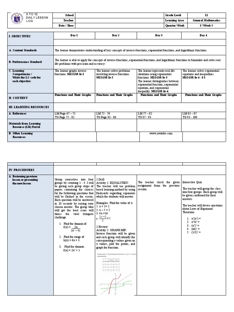 G11 Qi Week5 | PDF | Function (Mathematics) | Logarithm