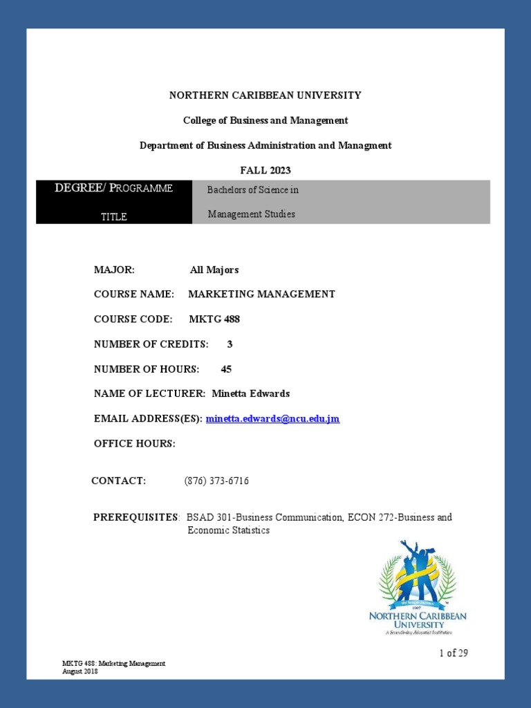 Marketing Management Course Outline | PDF | Marketing | Marketing ...