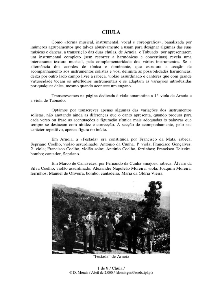 Transcrição de Chulas de Arnoia e Tabuado | PDF | Violão clássico