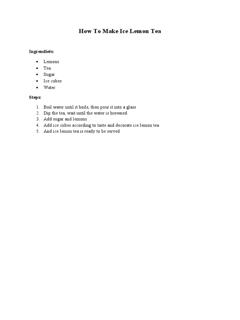How To Make Ice Lemon Tea | PDF
