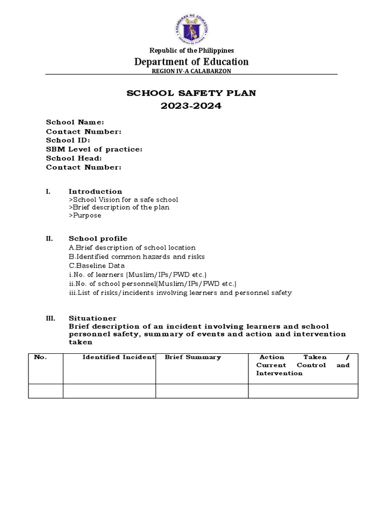 SSP Elem Template PDF Risk Learning