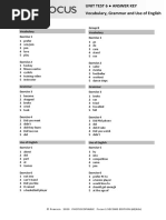 Focus1 2E Unit Test Vocabulary Grammar UoE Unit6 GroupA B ANSWERS