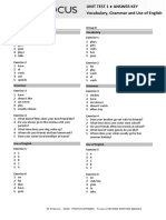 Focus1 2E Unit Test Vocabulary Grammar UoE Unit1 GroupA B ANSWERS