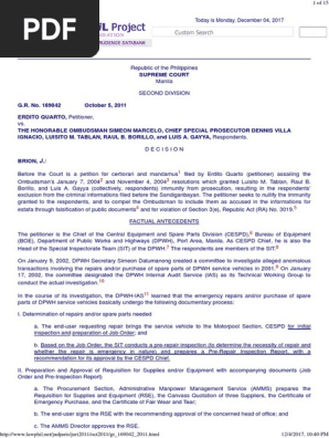 05 Sec 1 Quarto v. The Honorable Ombudsman Simeon Marcelo