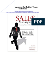 Sales Management 1st Edition Tanner Test Bank