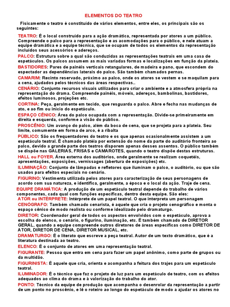 Elementos Do Teatro | PDF | Teatro | Roteiro