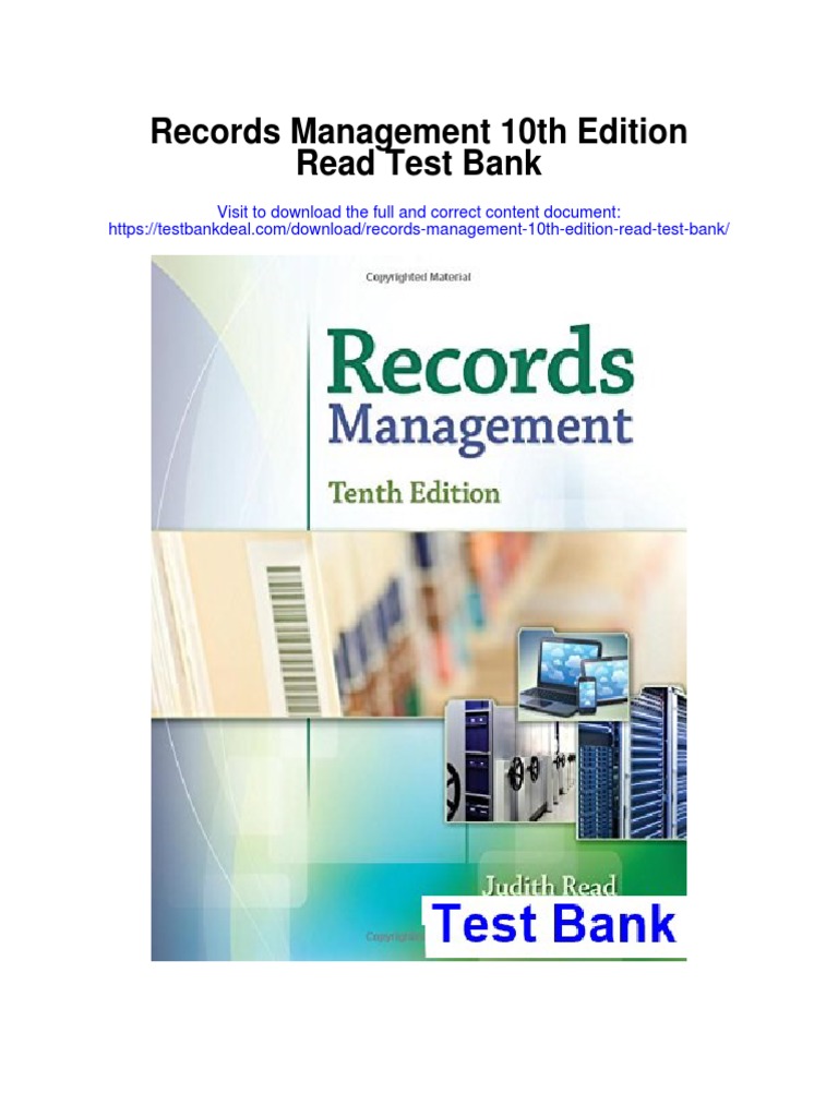 Records Management 10th Edition Read Test Bank PDF Records