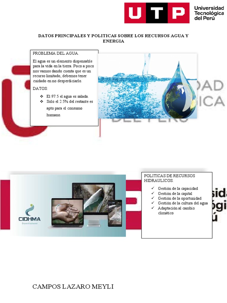 Datos Principales y Politicas Sobre Los Recursos Agua y Energia | PDF