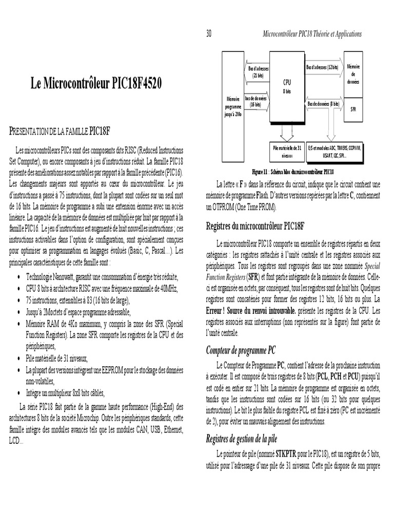Microcontrôleur PIC18F4520: Caractéristiques clés | PDF ...