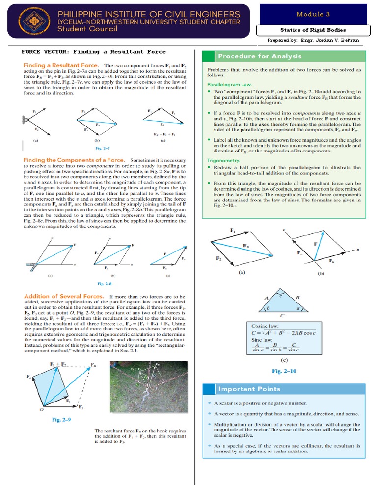 Resultant Force Analysis in Statics | PDF
