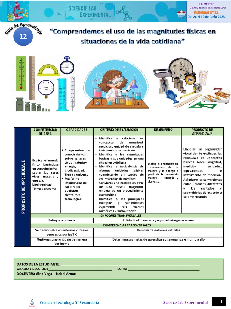 Semana 12 - Guia de Aprendizaje - Ciencia y Tecnologia - 5° Grado - Ii ...