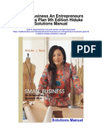 Small Business An Entrepreneurs Business Plan 9th Edition Hiduke Solutions Manual